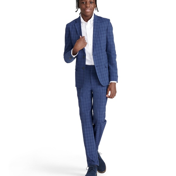 Nautica Big Boys Chalk Striped Check Suit, 2 Piece Set - Picture 6 of 7
